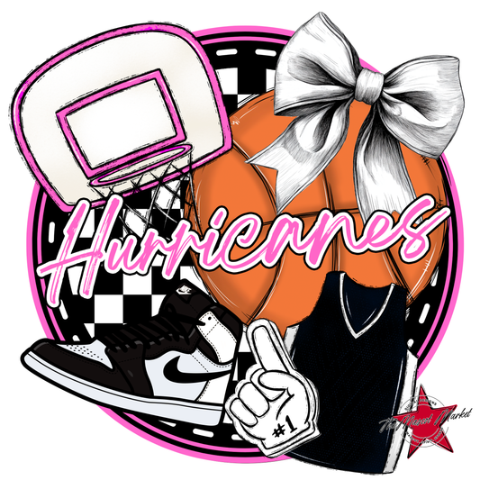Hurricanes Circle Basketball Design-Baby Pink