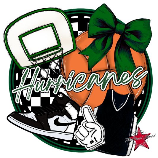 Hurricanes Circle Basketball Design-Green