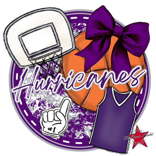 Hurricanes Circle Basketball Design-Purple-Grey