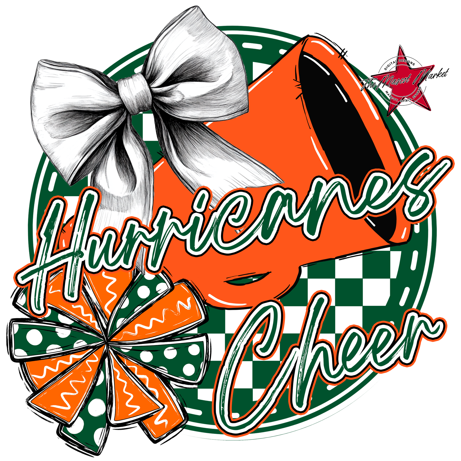 Hurricanes Circle Cheer Design-Green-Orange