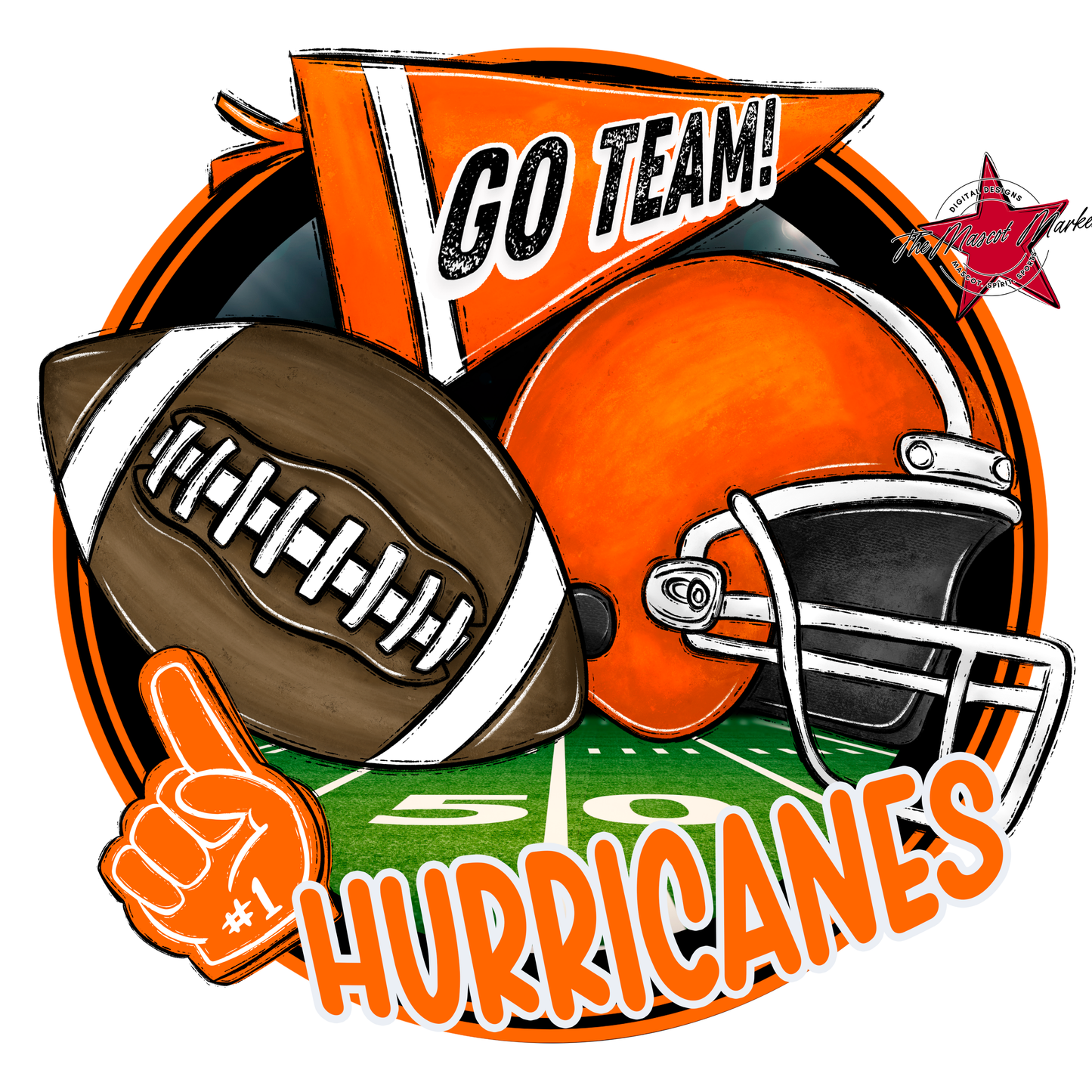 Hurricanes Circle Football Design-Orange
