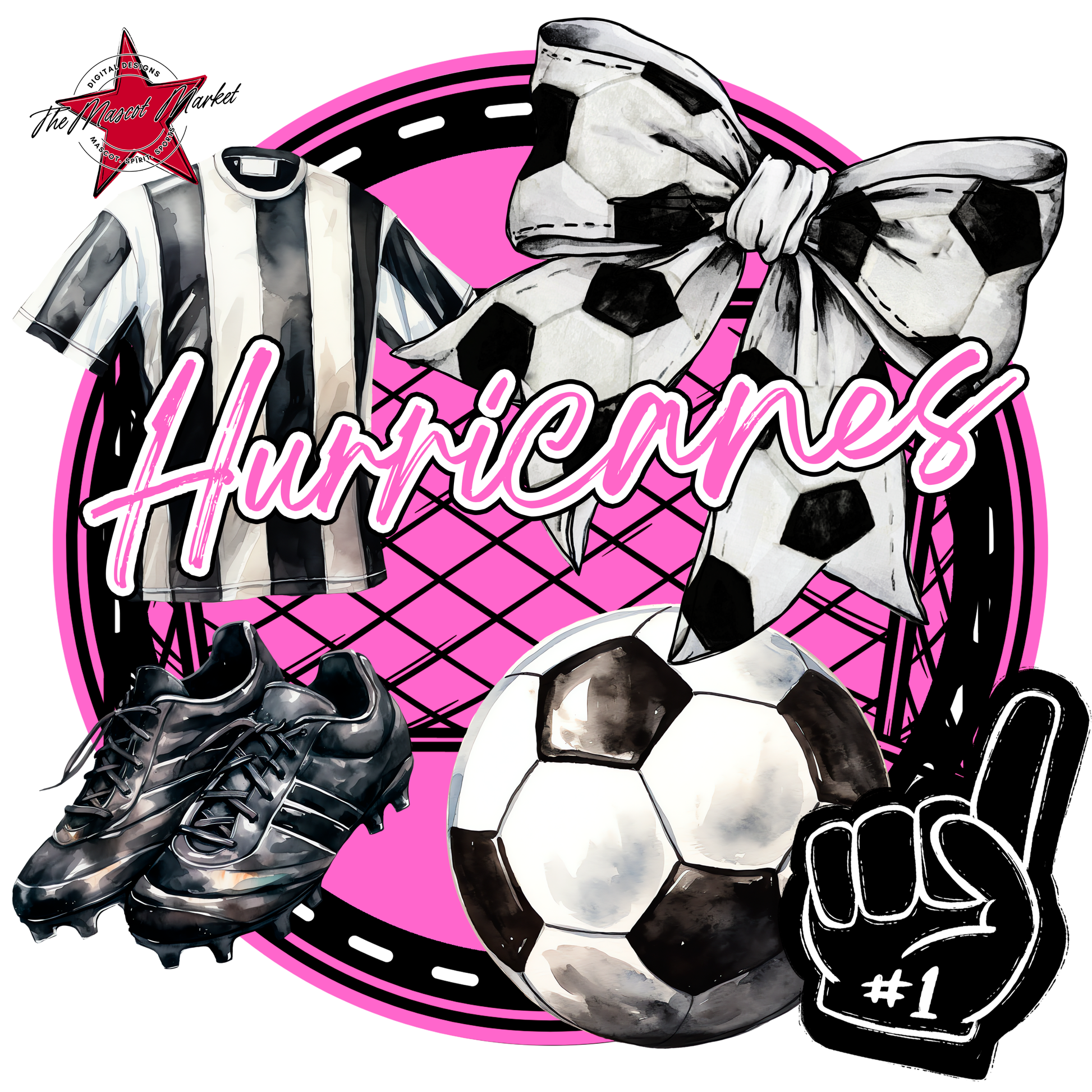 Hurricanes Circle Soccer Design-Baby Pink