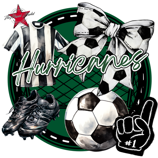 Hurricanes Circle Soccer Design-Green