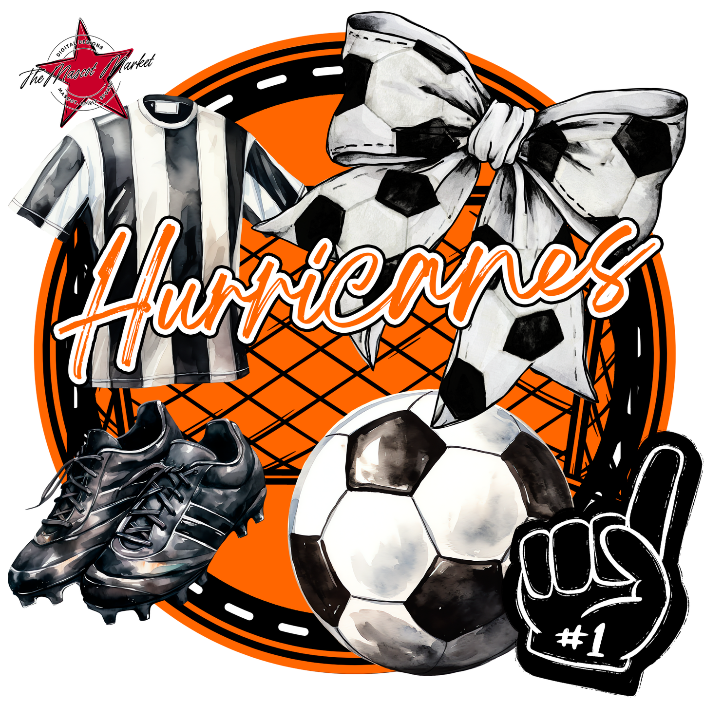 Hurricanes Circle Soccer Design-Orange