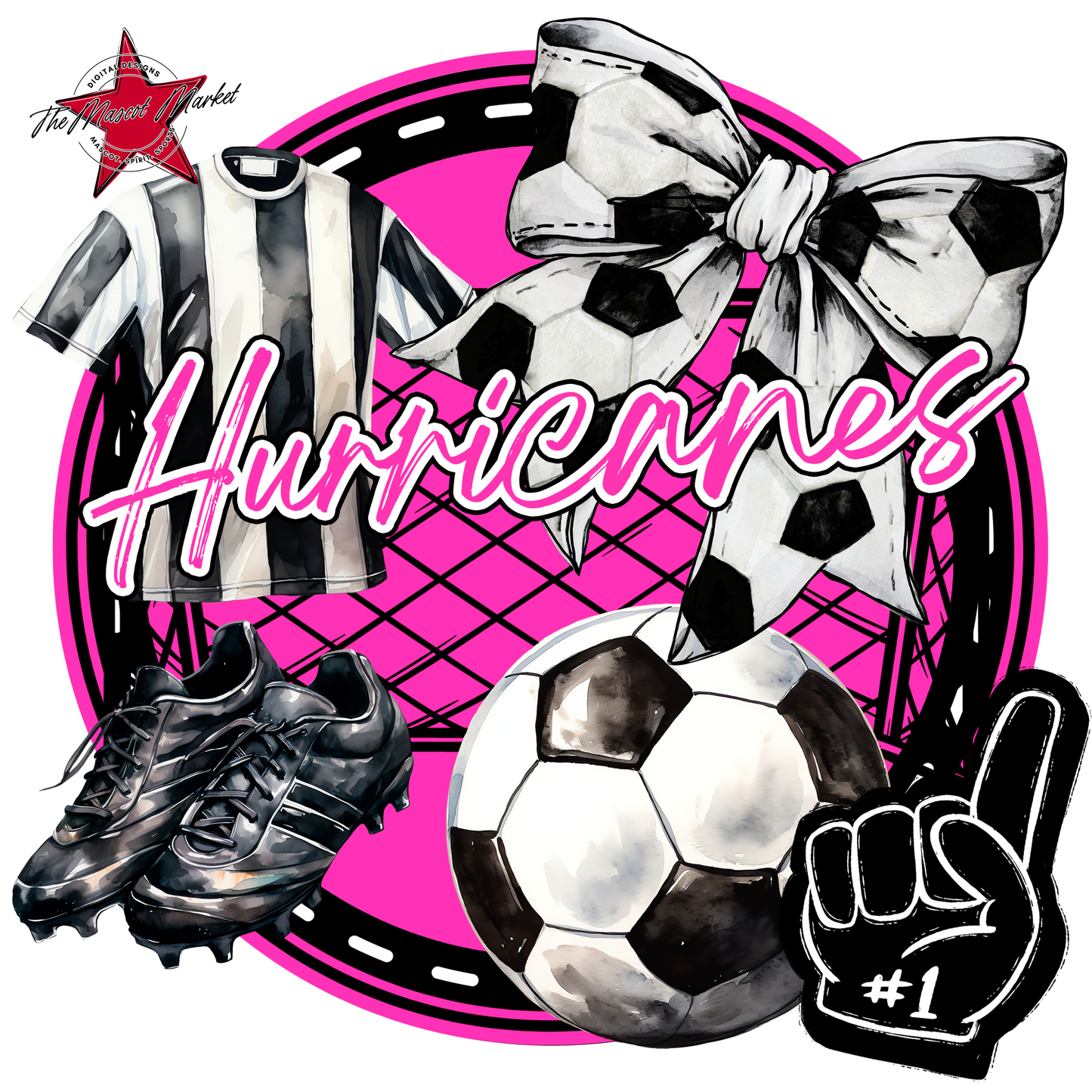 Hurricanes Circle Soccer Design-Pink