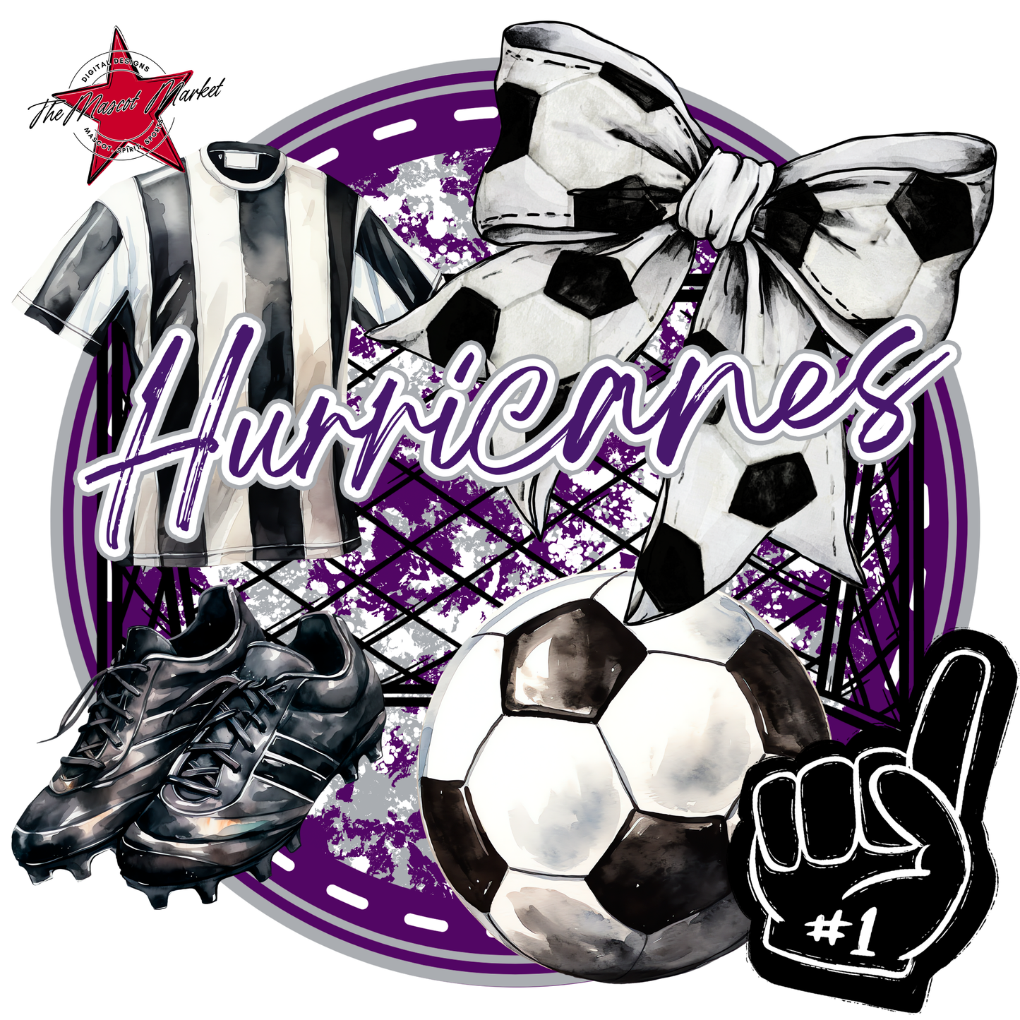 Hurricanes Circle Soccer Design-Purple-Grey