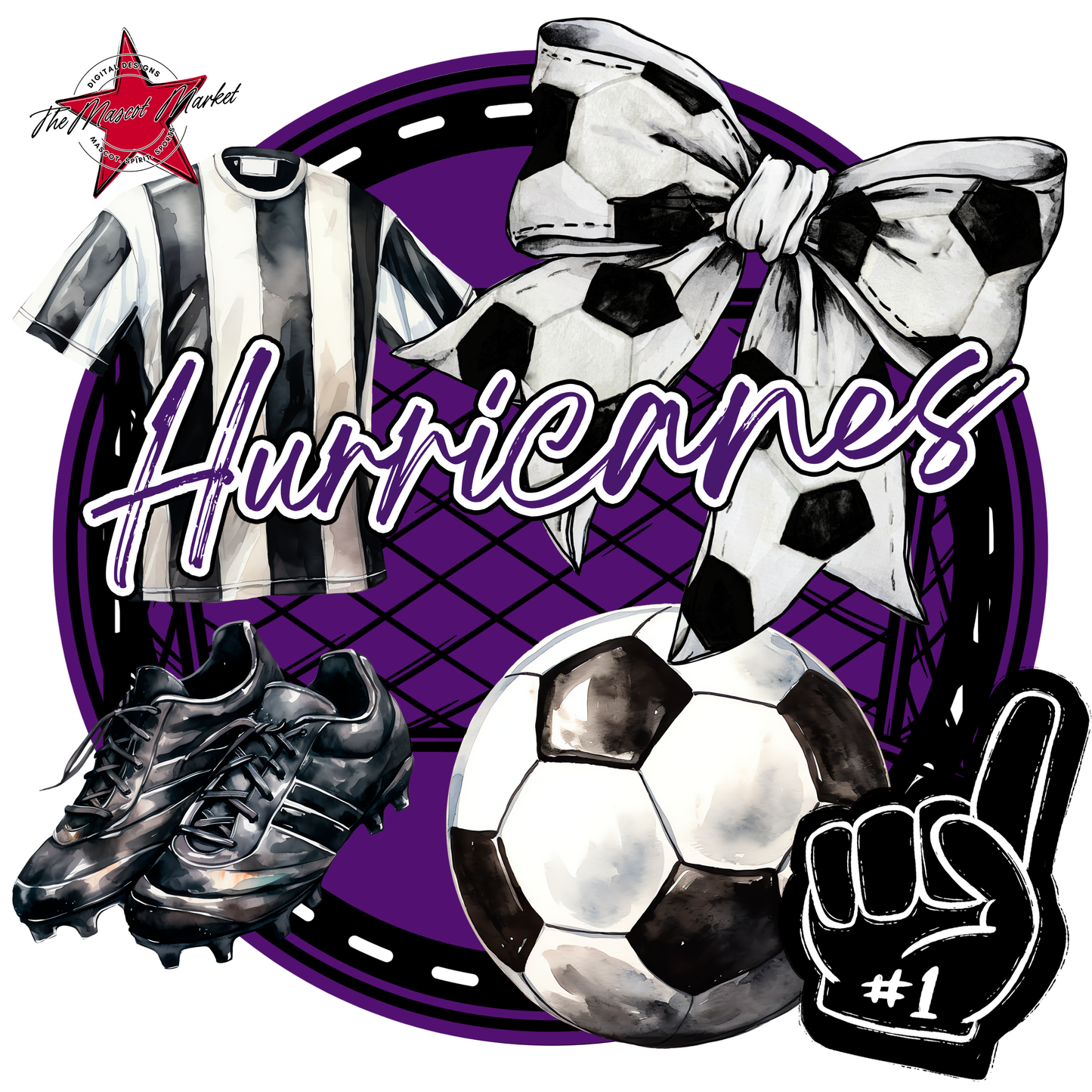 Hurricanes Circle Soccer Design-Purple