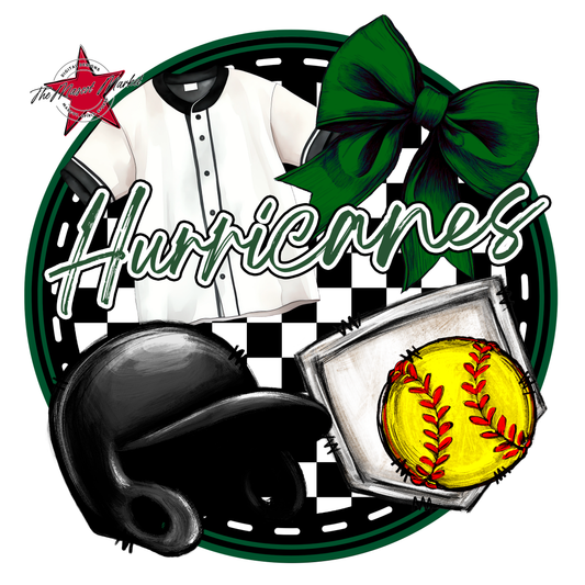 Hurricanes Circle Softball Design-Green