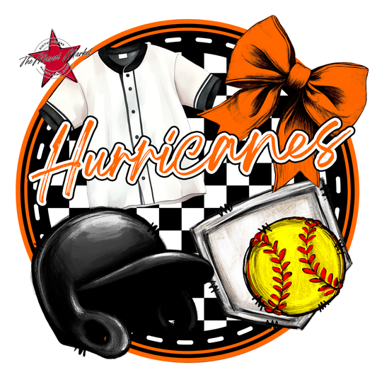 Hurricanes Circle Softball Design-Orange