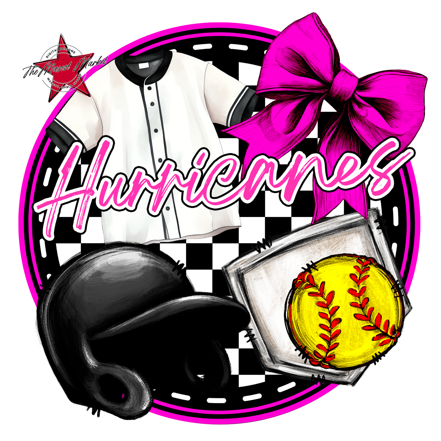 Hurricanes Circle Softball Design-Pink