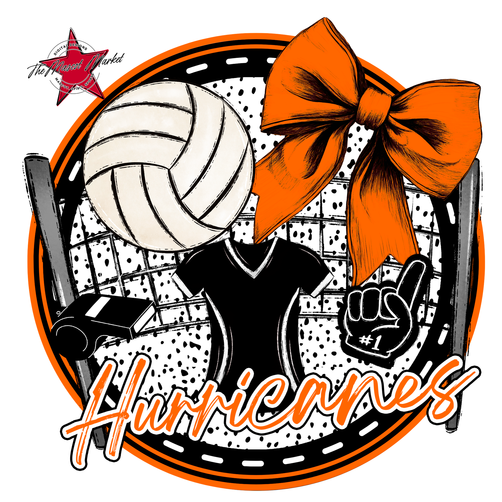 Hurricanes Circle Volleyball Design-Orange