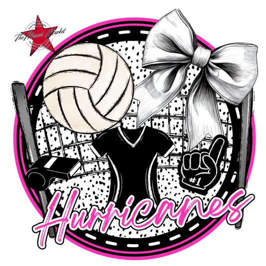 Hurricanes Circle Volleyball Design-Pink