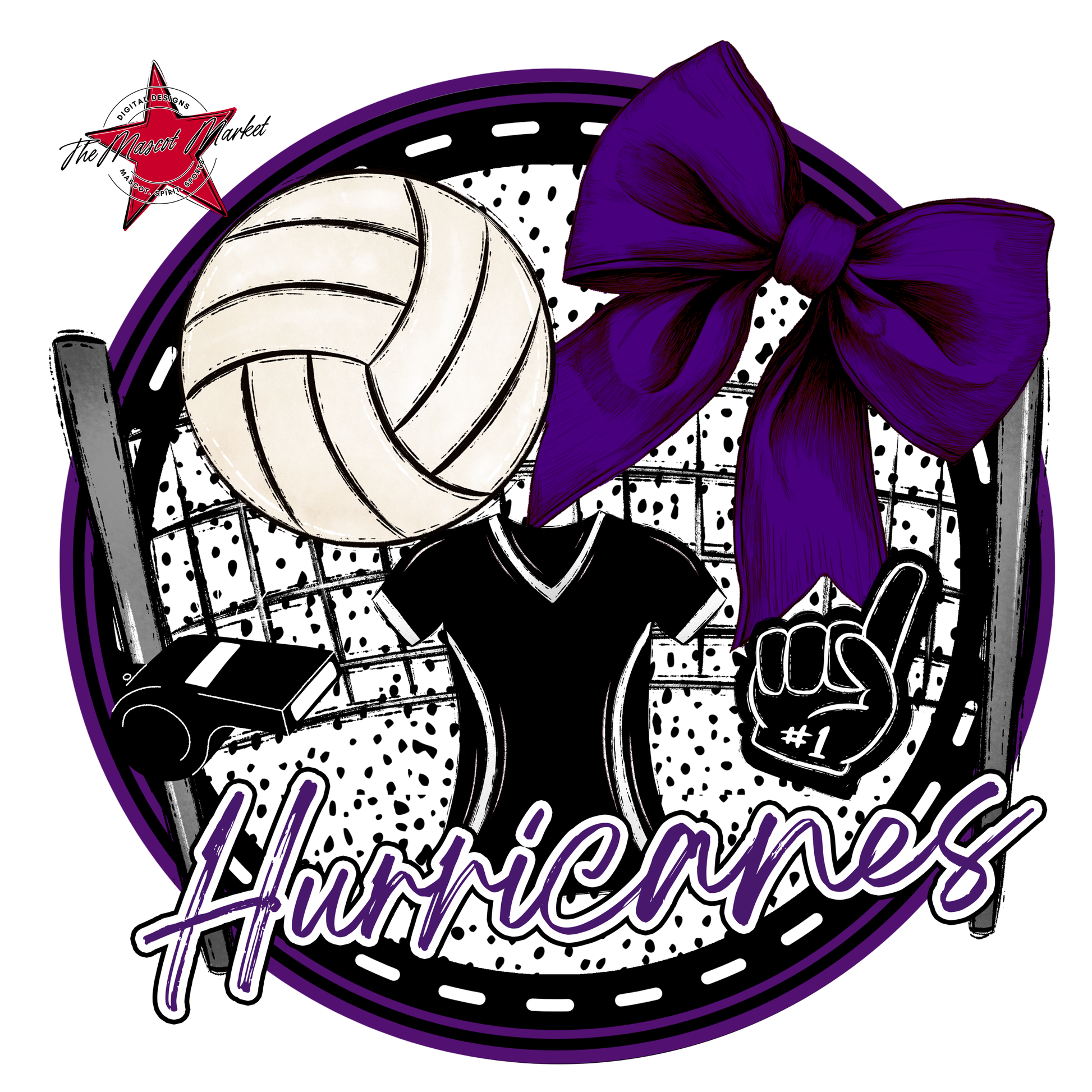 Hurricanes Circle Volleyball Design-Purple
