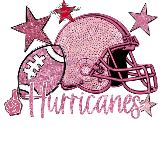 Hurricanes Football Embroidered Sequins Design-Pink Out