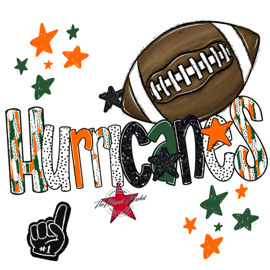 Hurricanes Football Scrape-Green-Orange