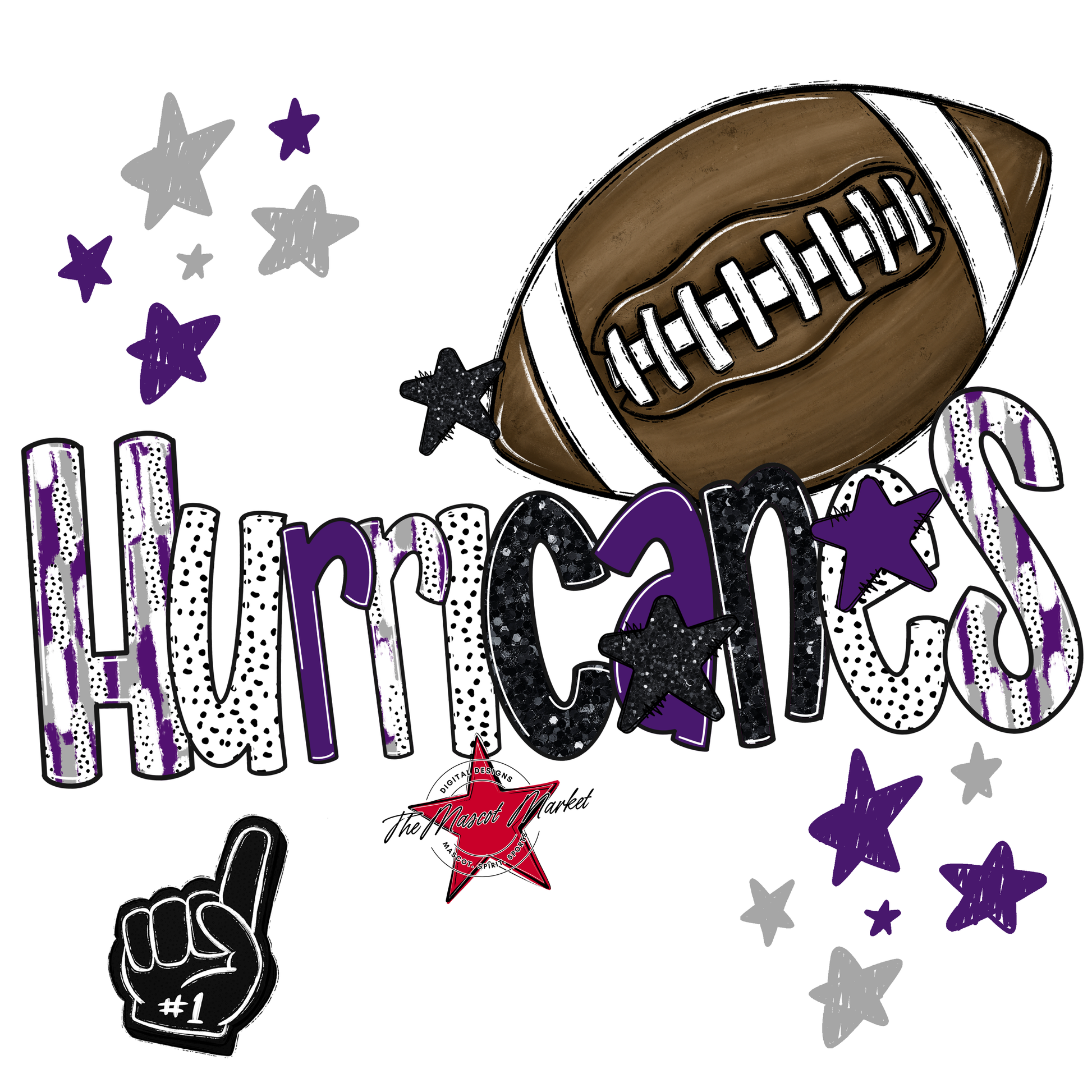 Hurricanes Football Scrape-Purple-Grey