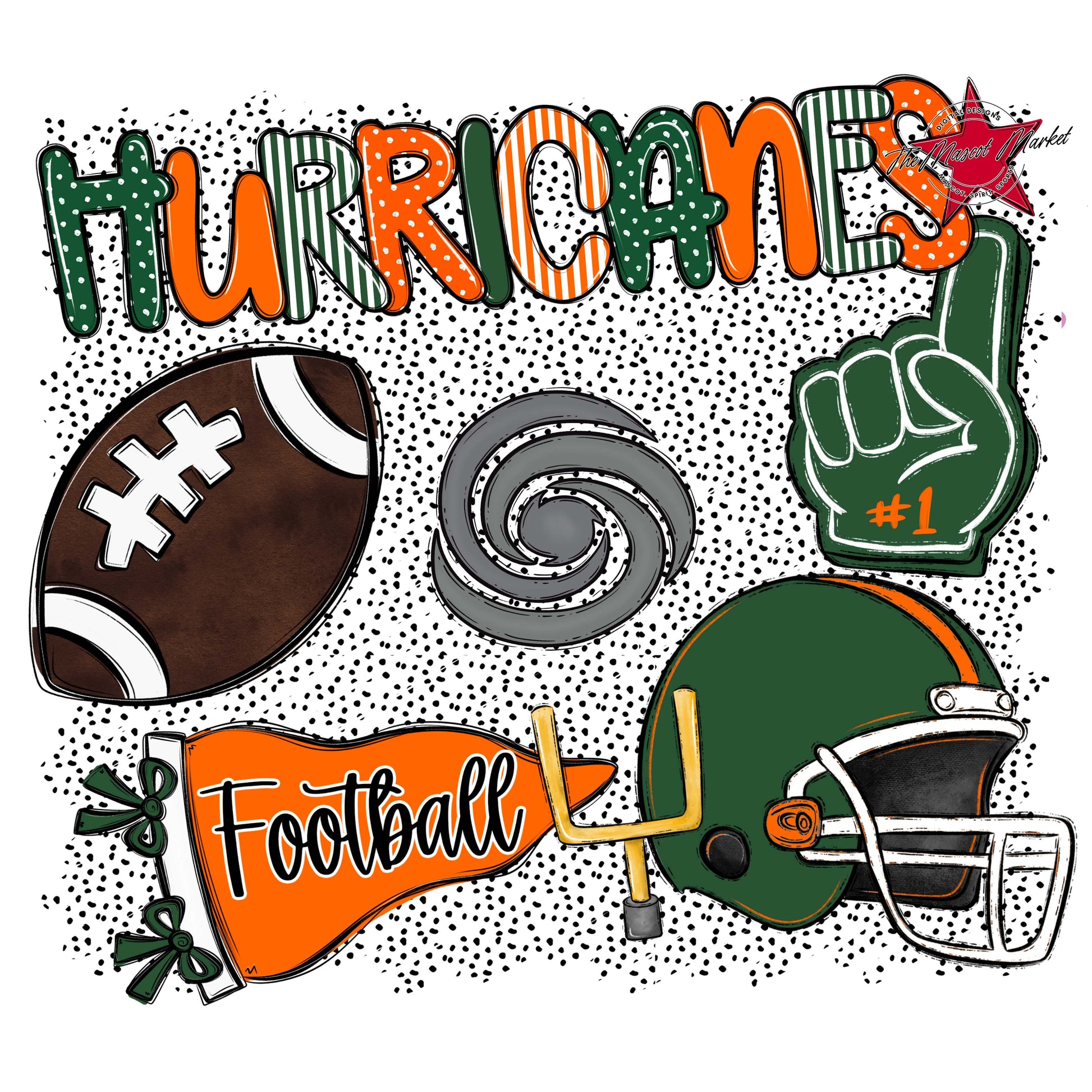Hurricanes Football Spirit-Green & Orange