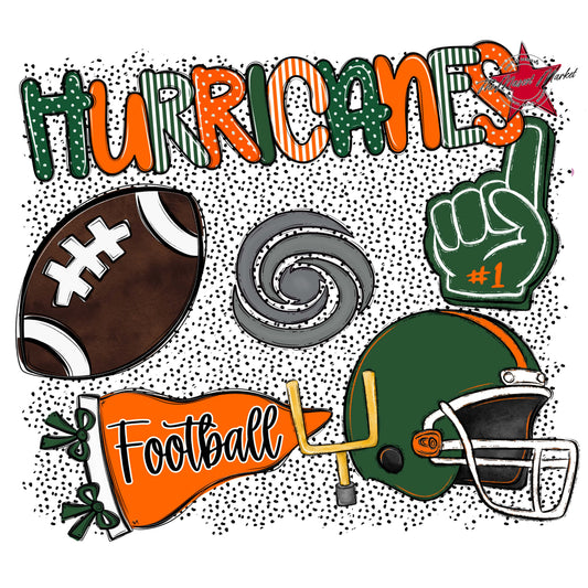 Hurricanes Football Spirit-Green & Orange