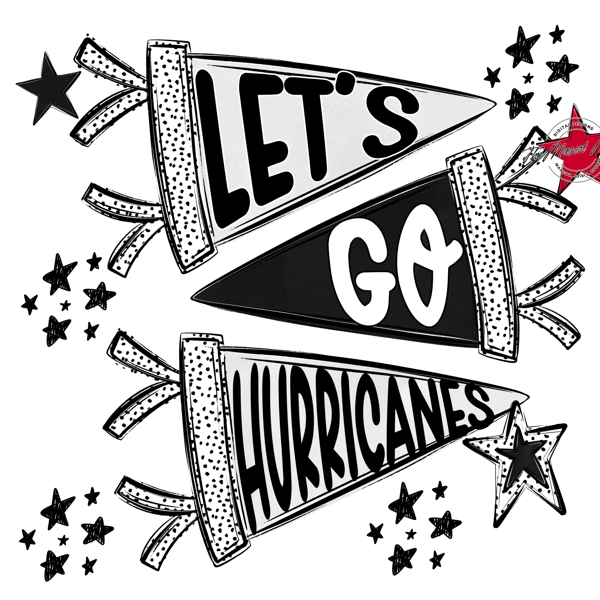 Hurricanes Let's Go Flag Design-Black