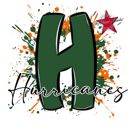 Hurricanes Mascot Splatter-Green & Orange