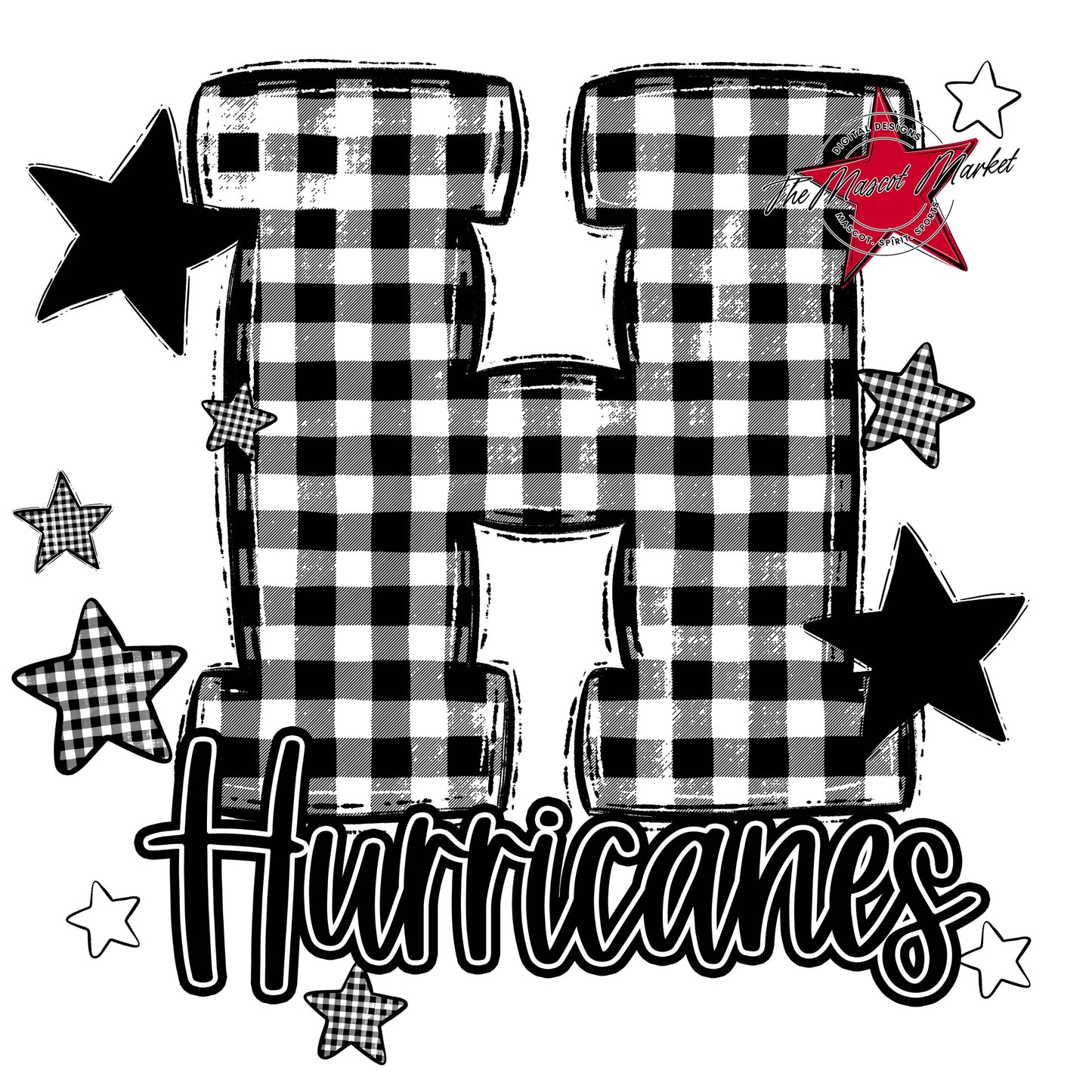 Hurricanes Plaid Star Design-Black