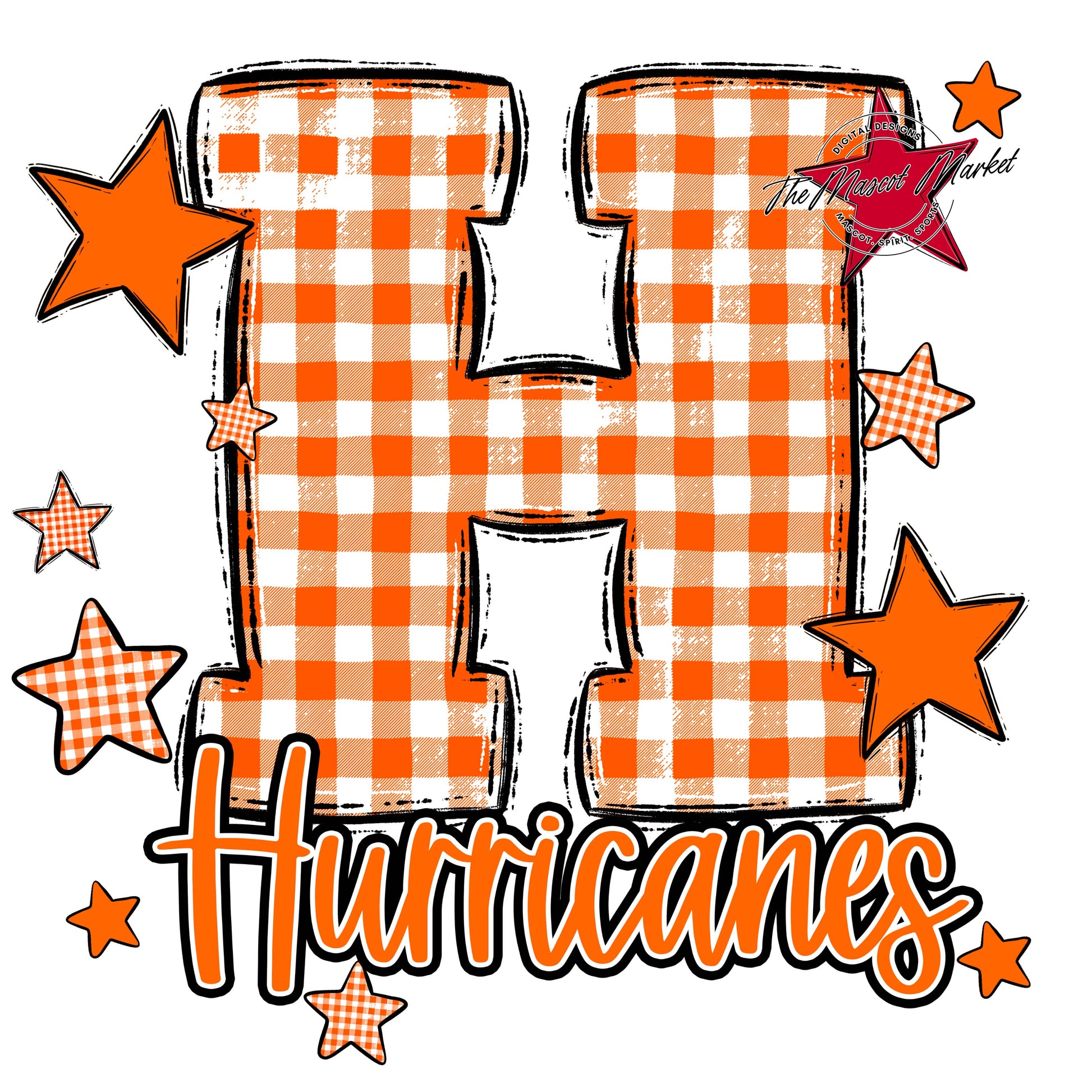 Hurricanes Plaid Star Design-Orange