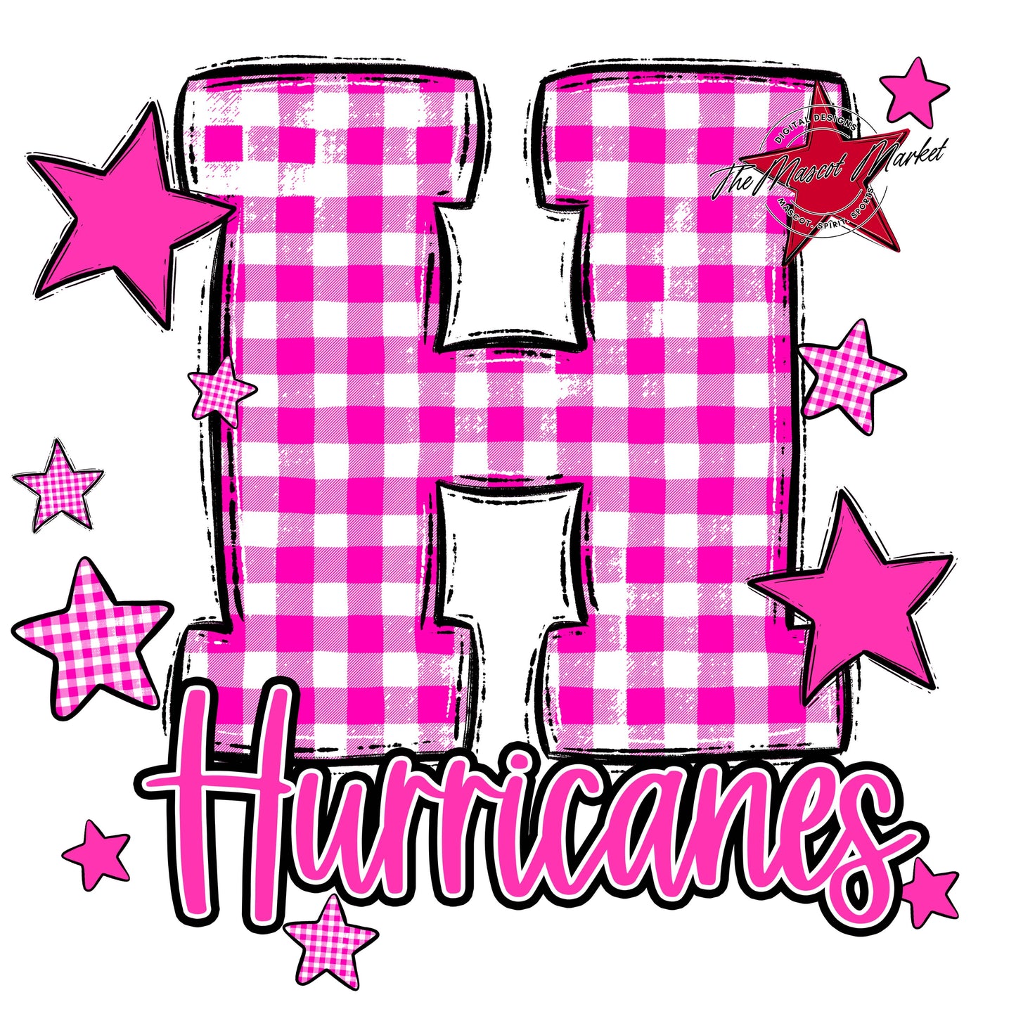 Hurricanes Plaid Star Design-Pink