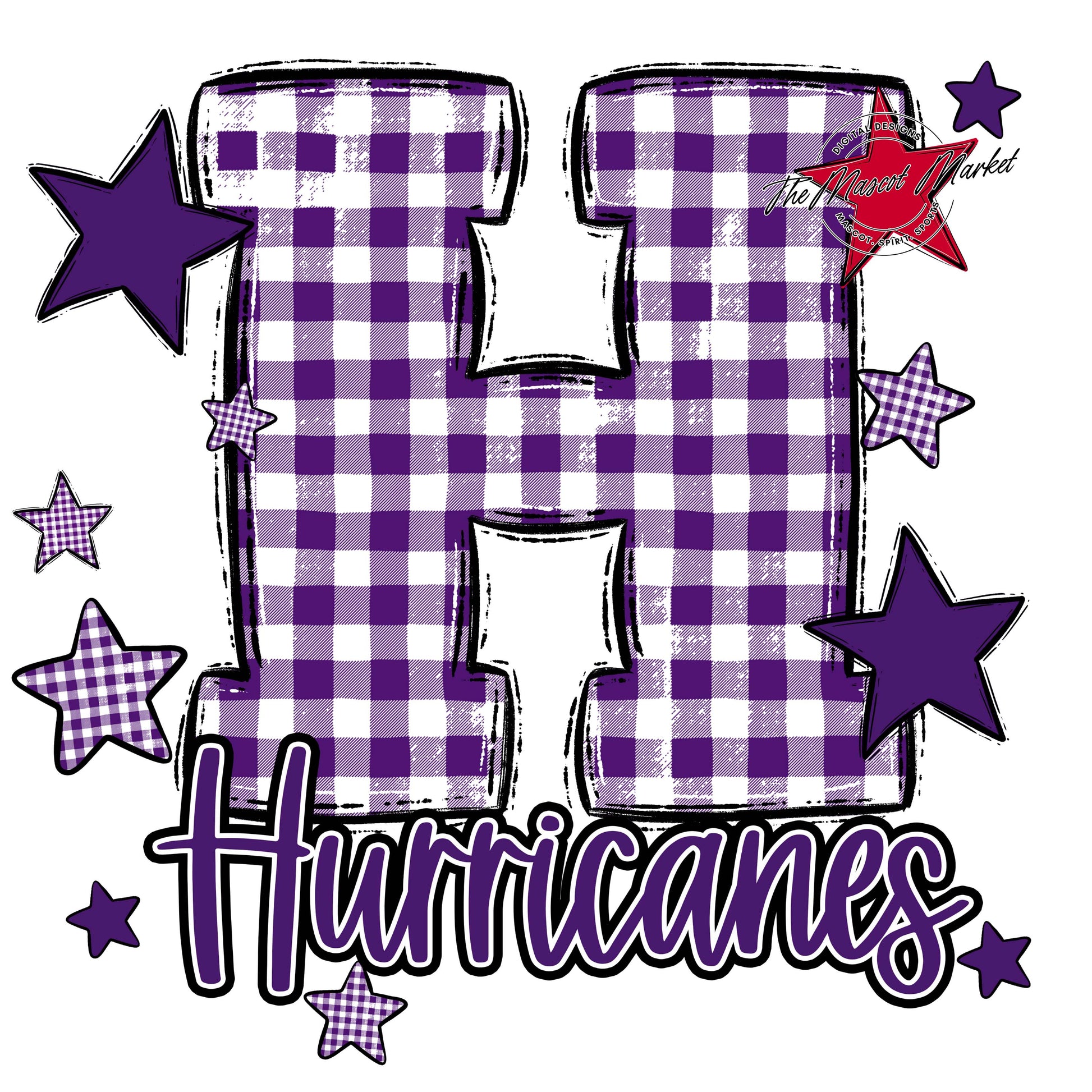 Hurricanes Plaid Star Design-Purple