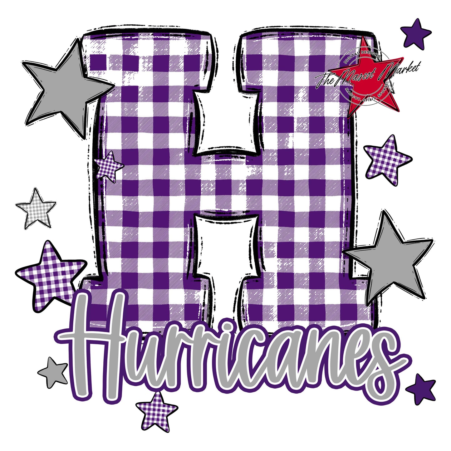Hurricanes Plaid Star Design-Purple & Grey