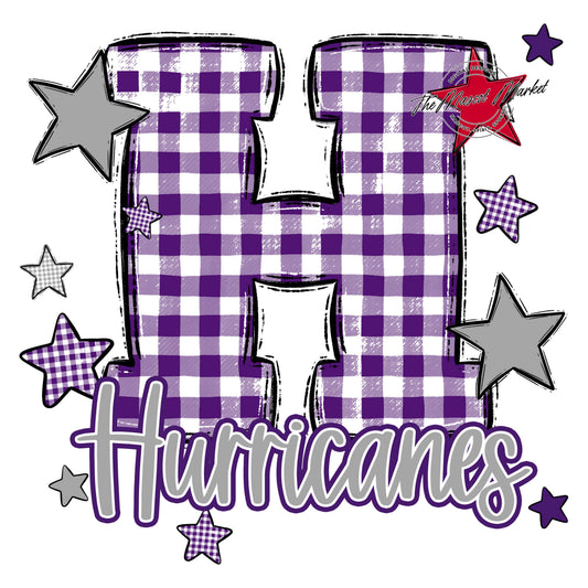 Hurricanes Plaid Star Design-Purple & Grey