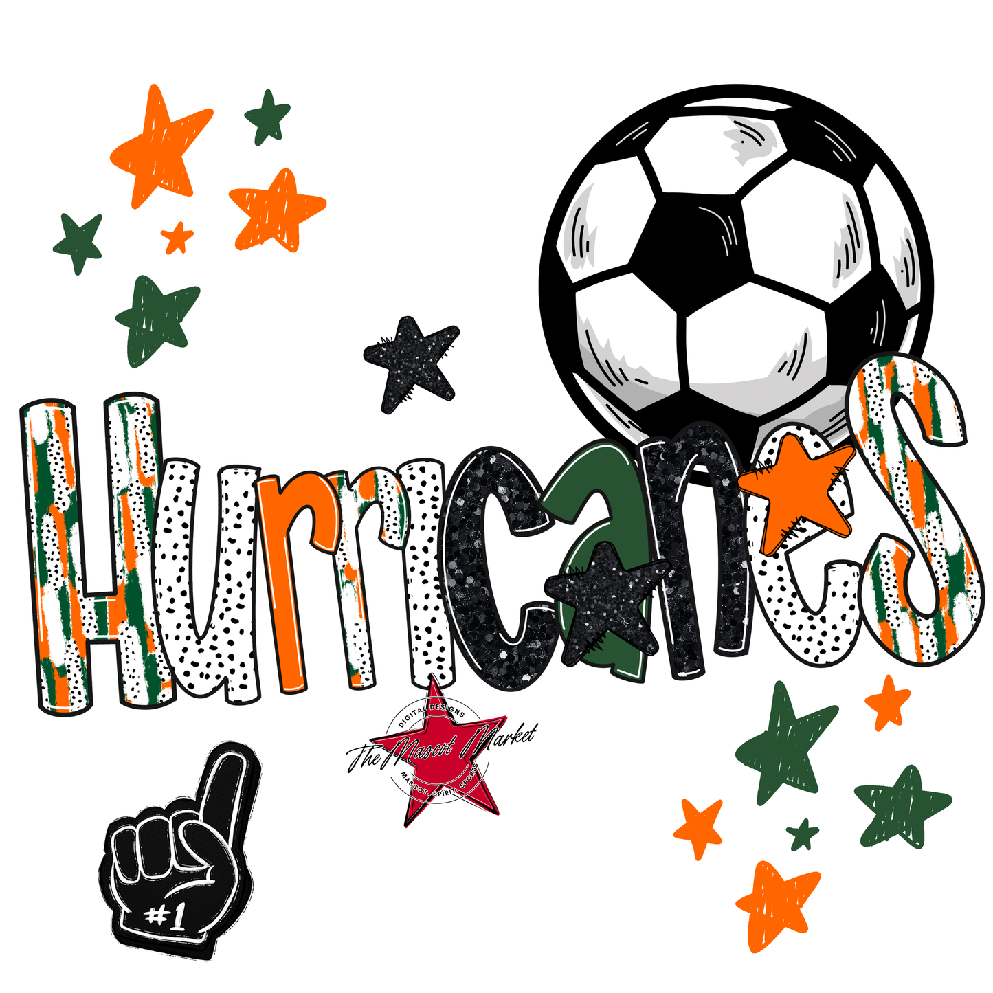 Hurricanes Soccer Scrape-Green-Orange