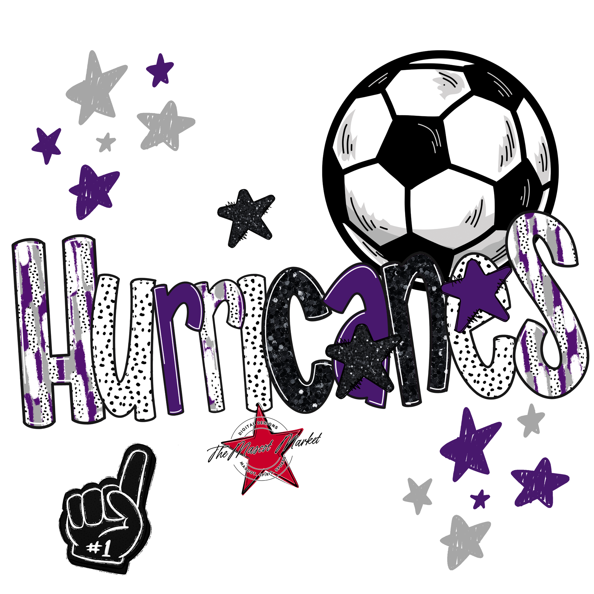 Hurricanes Soccer Scrape-Purple-Grey