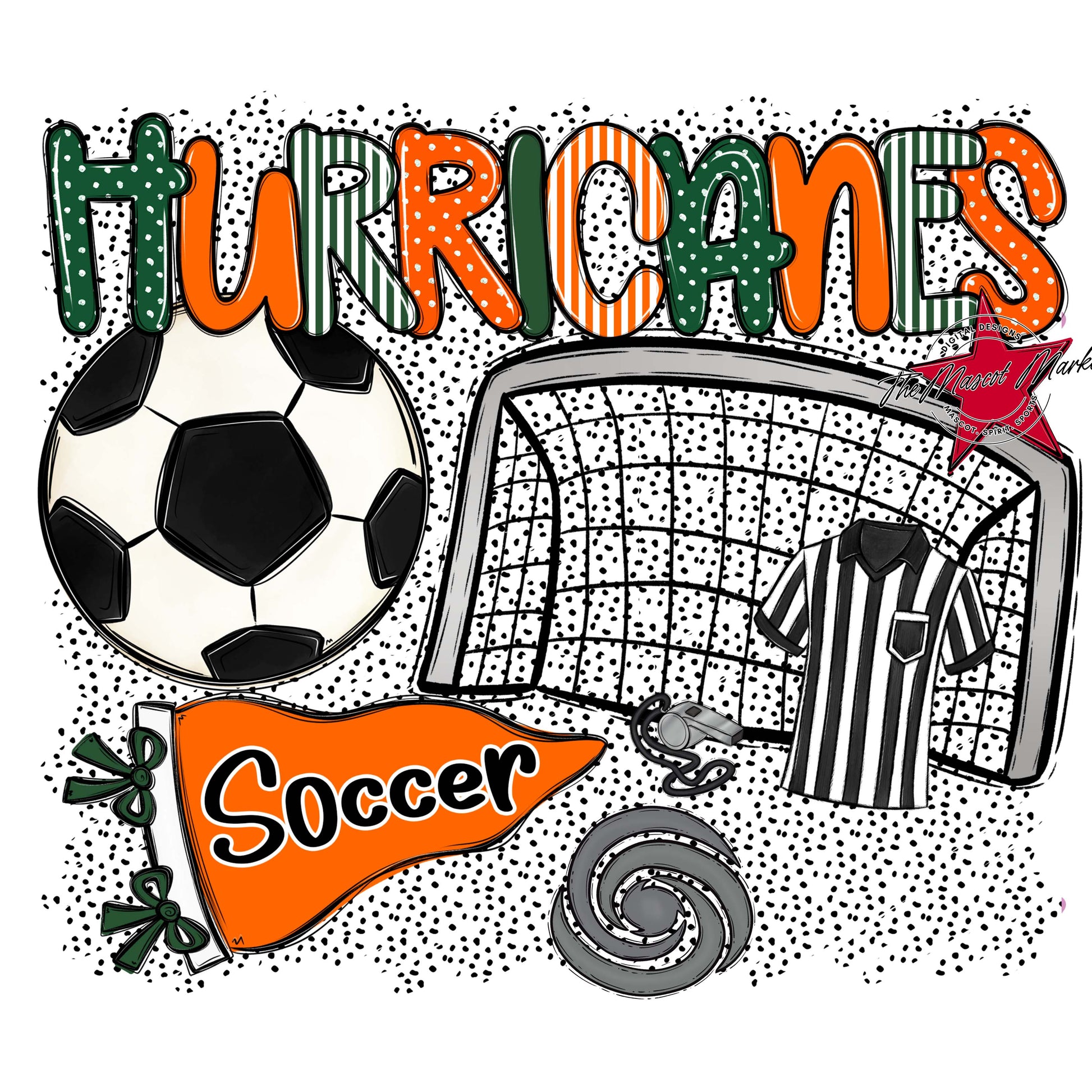 Hurricanes Soccer Spirit-Green & Orange