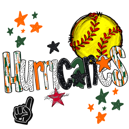 Hurricanes Softball Scrape-Green-Orange