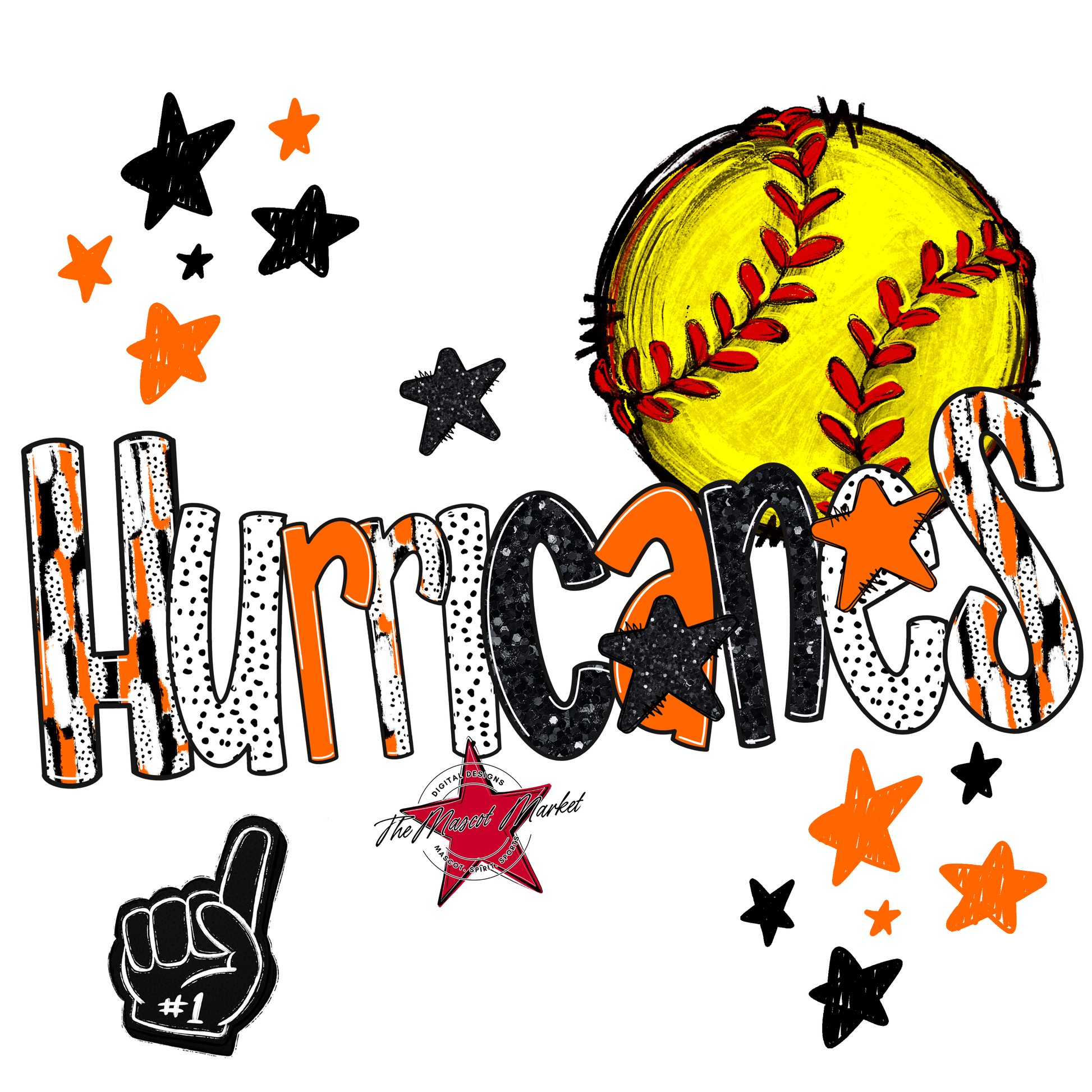 Hurricanes Softball Scrape-Orange
