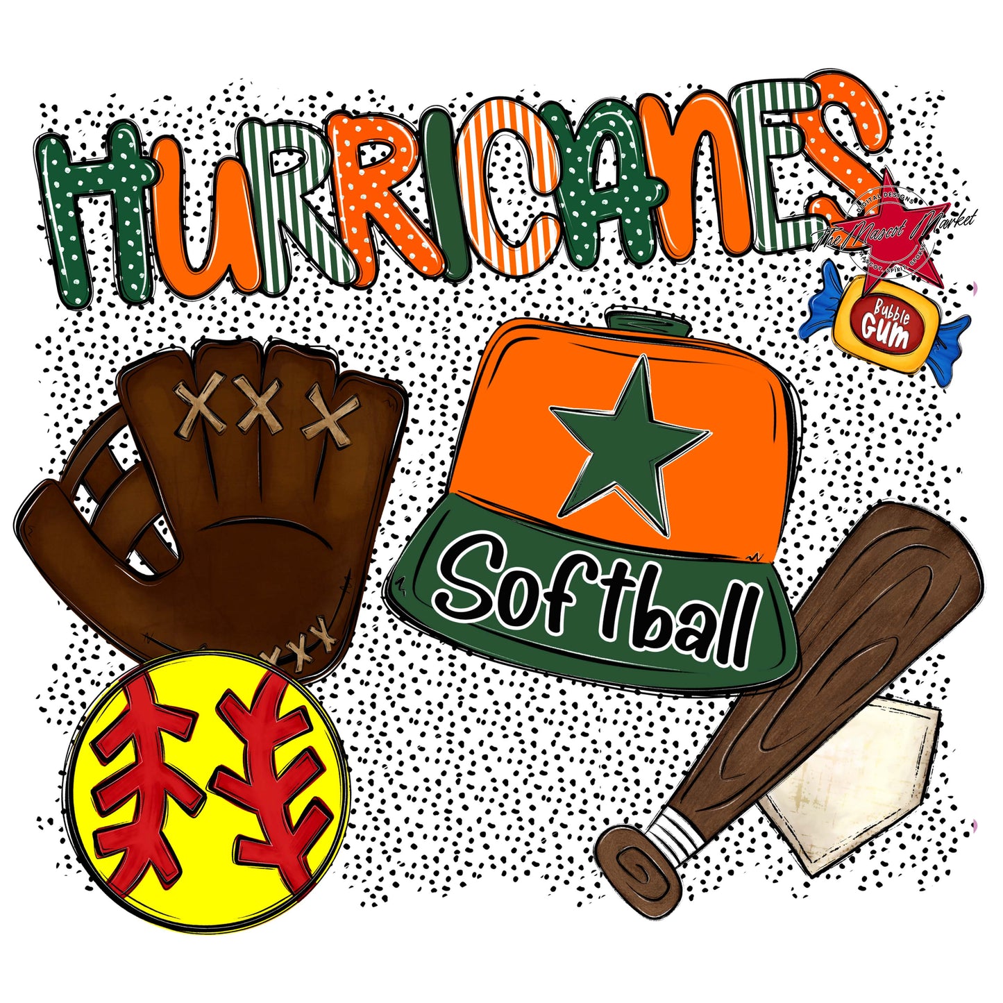 Hurricanes Softball Spirit-Green & Orange