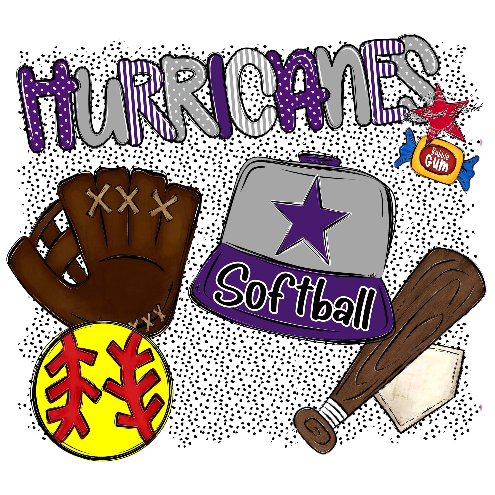 Hurricanes Softball Spirit-Purple & Grey