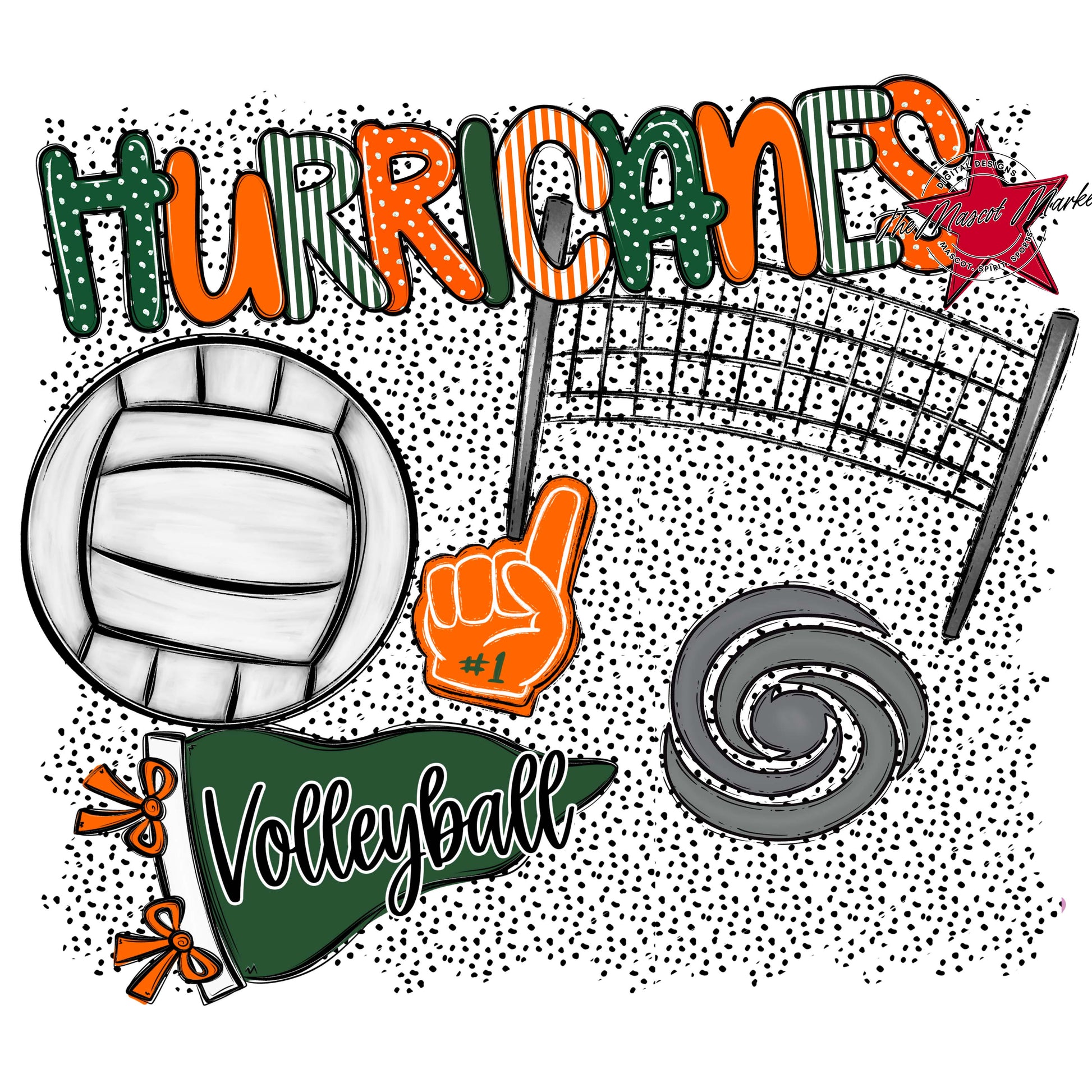 Hurricanes Volleyball Spirit-Green & Orange