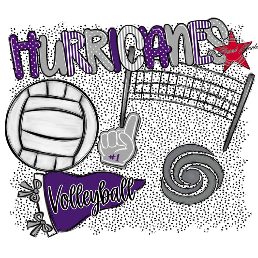 Hurricanes Volleyball Spirit-Purple & Grey