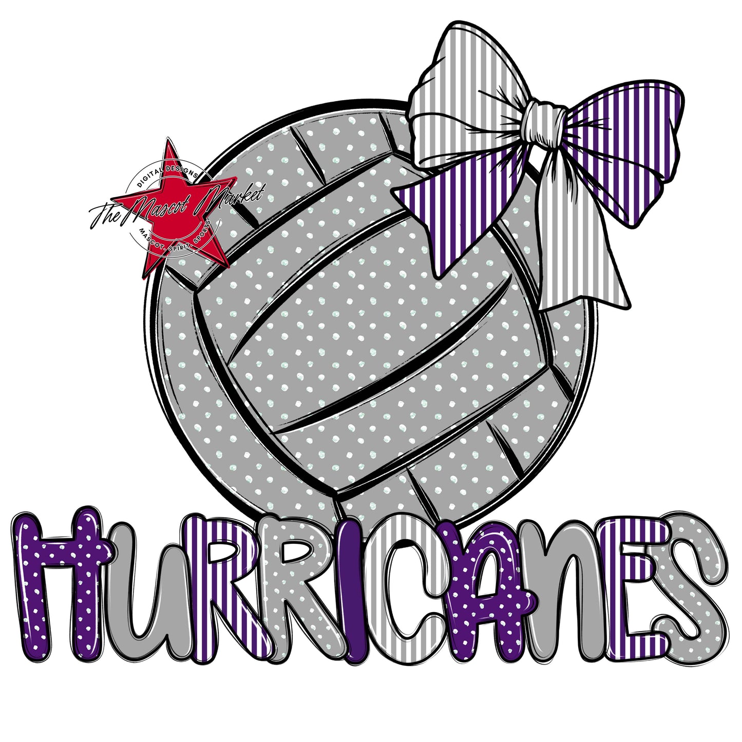 Hurricanes Volleyball Spirit Design-Purple & Grey