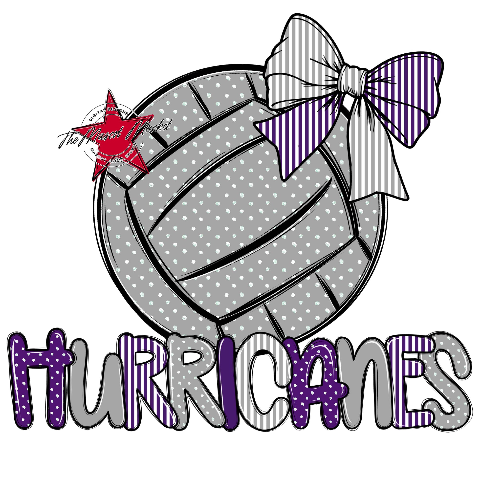 Hurricanes Volleyball Spirit Design-Purple & Grey