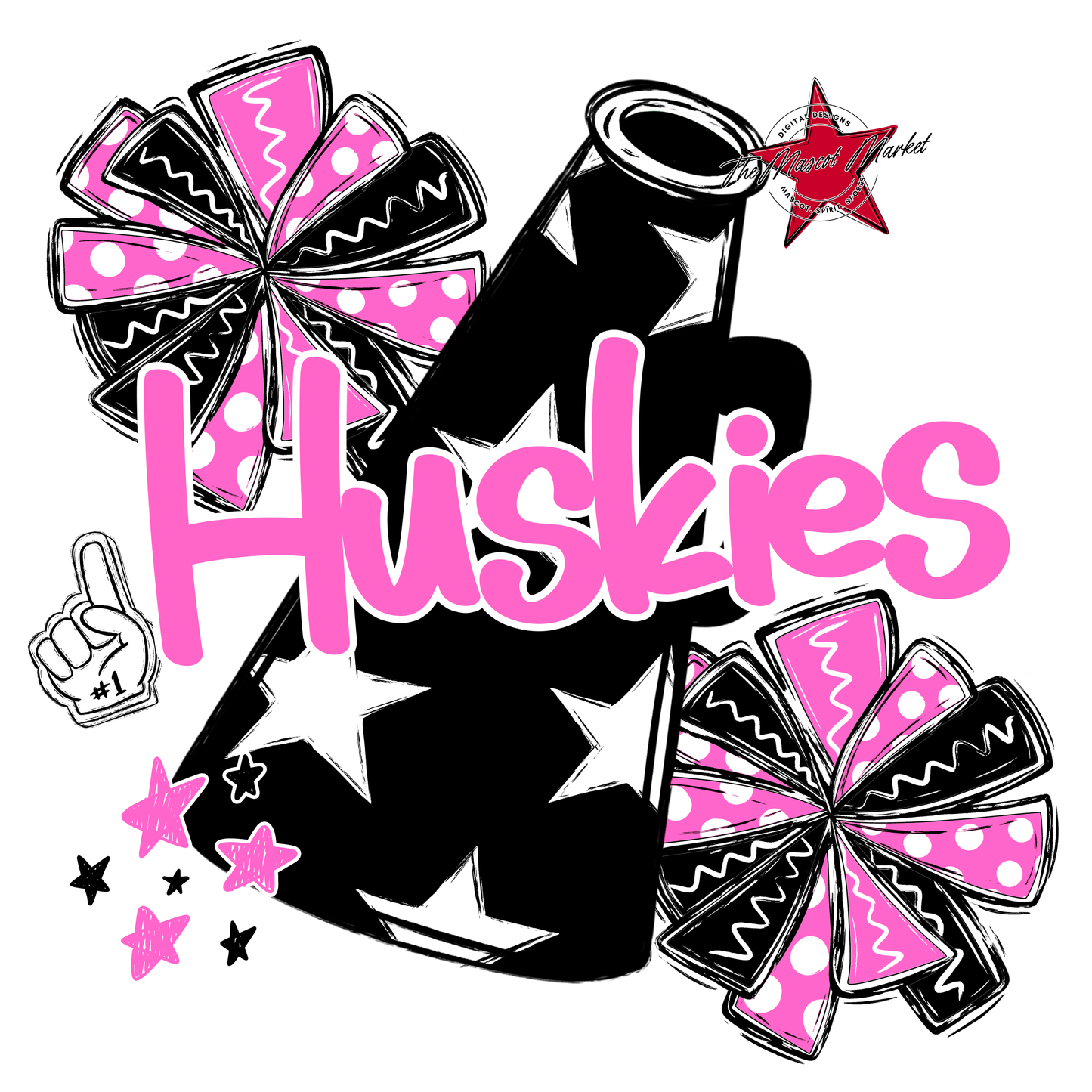 Huskies Alpha Megaphone Design-Baby Pink