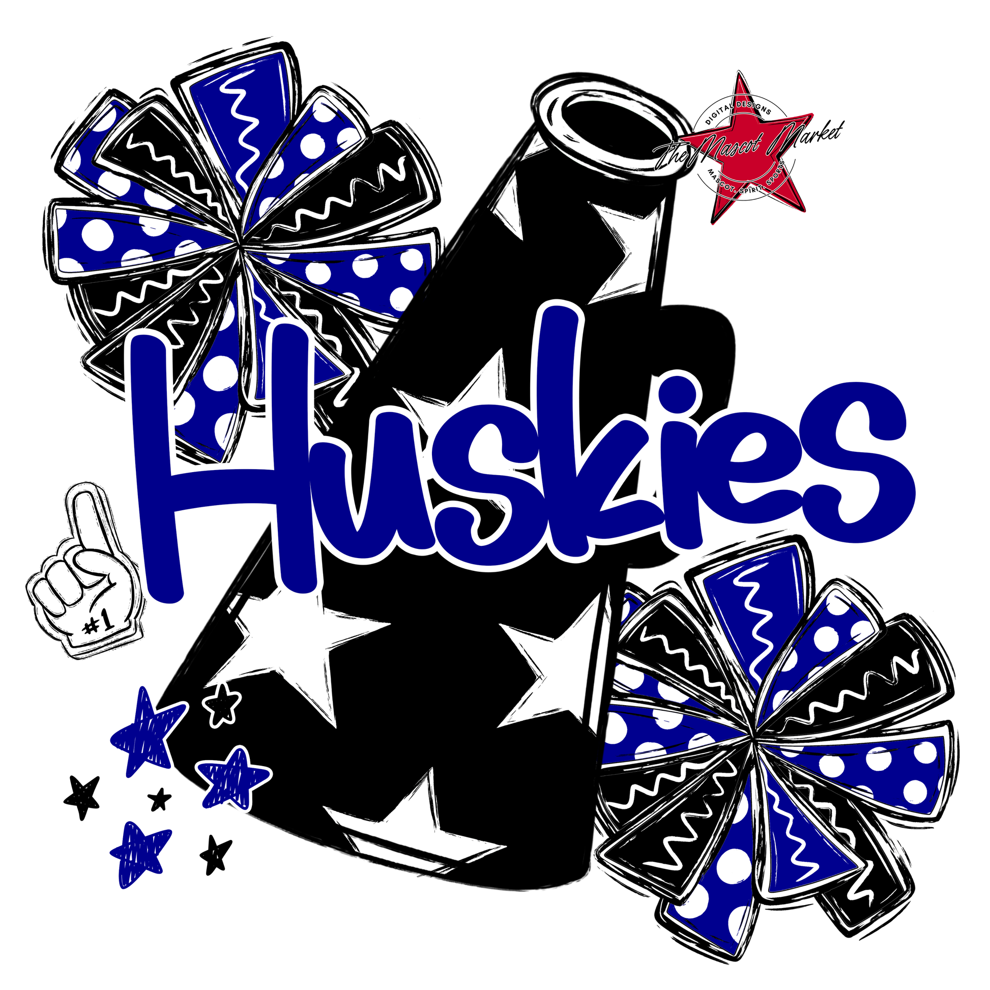 Huskies Alpha Megaphone Design-Blue