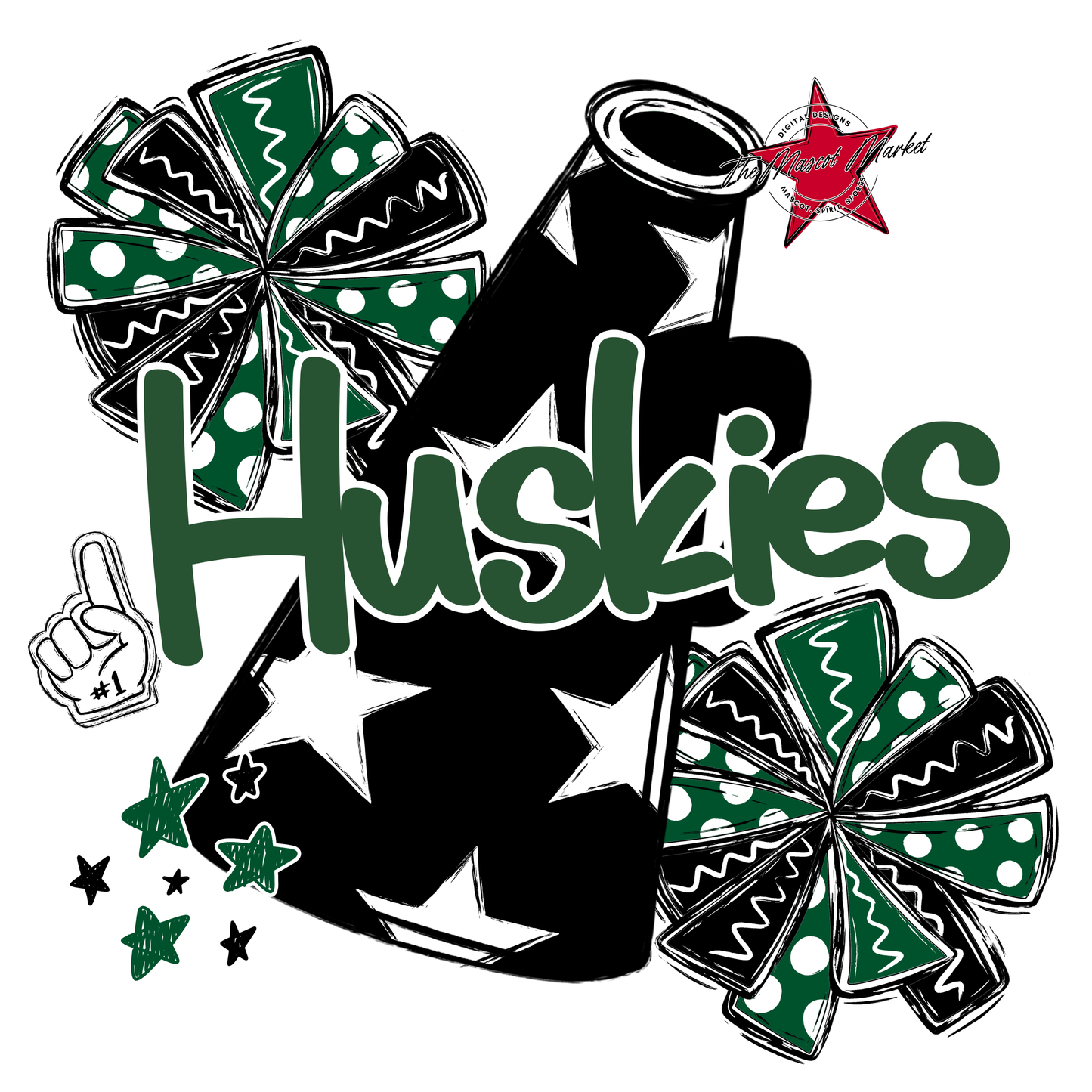 Huskies Alpha Megaphone Design-Green