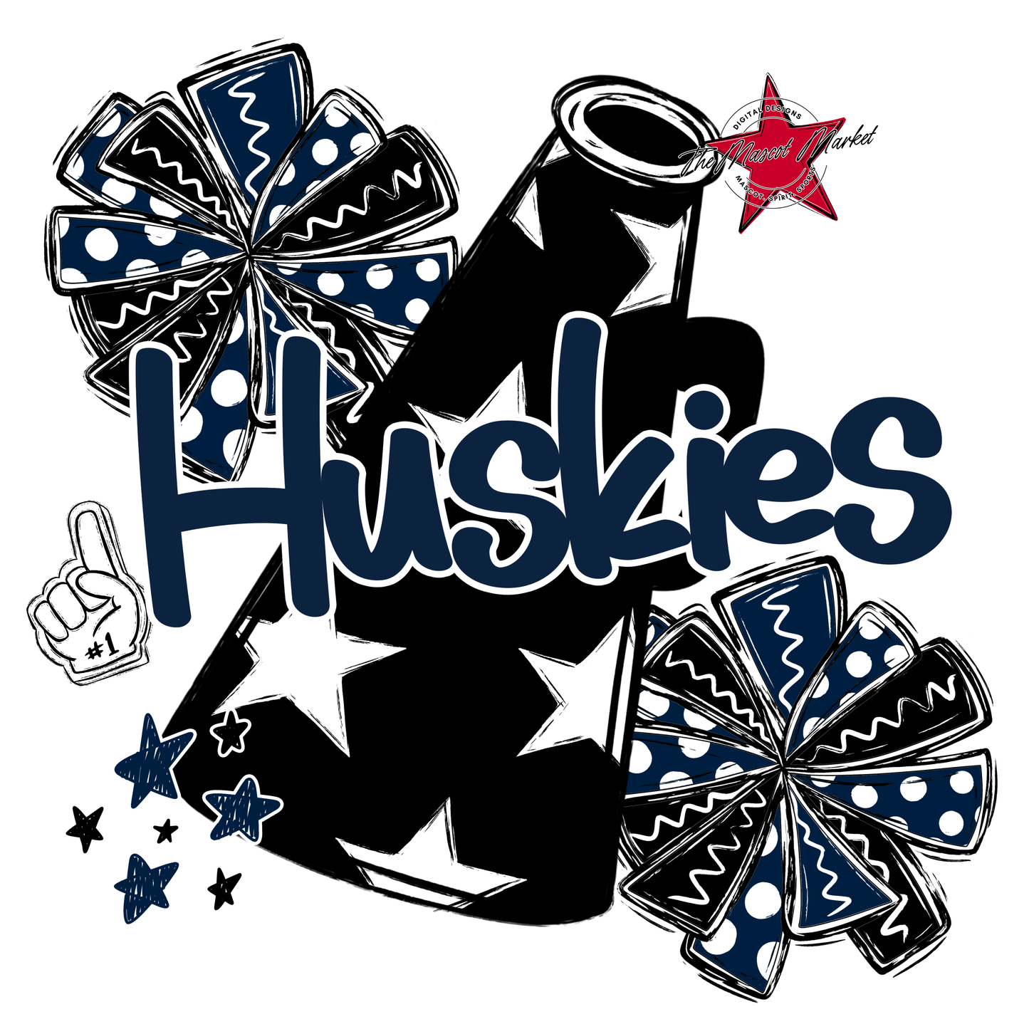 Huskies Alpha Megaphone Design-Navy