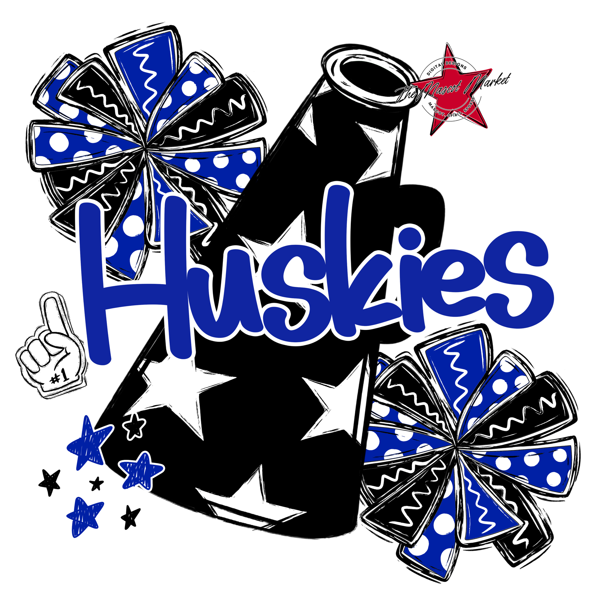 Huskies Alpha Megaphone Design-Royal Blue