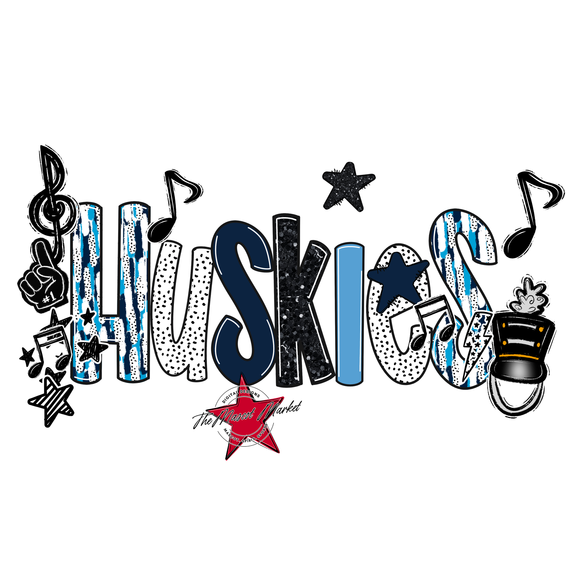 Huskies Band Scrape-Navy-Carolina Blue