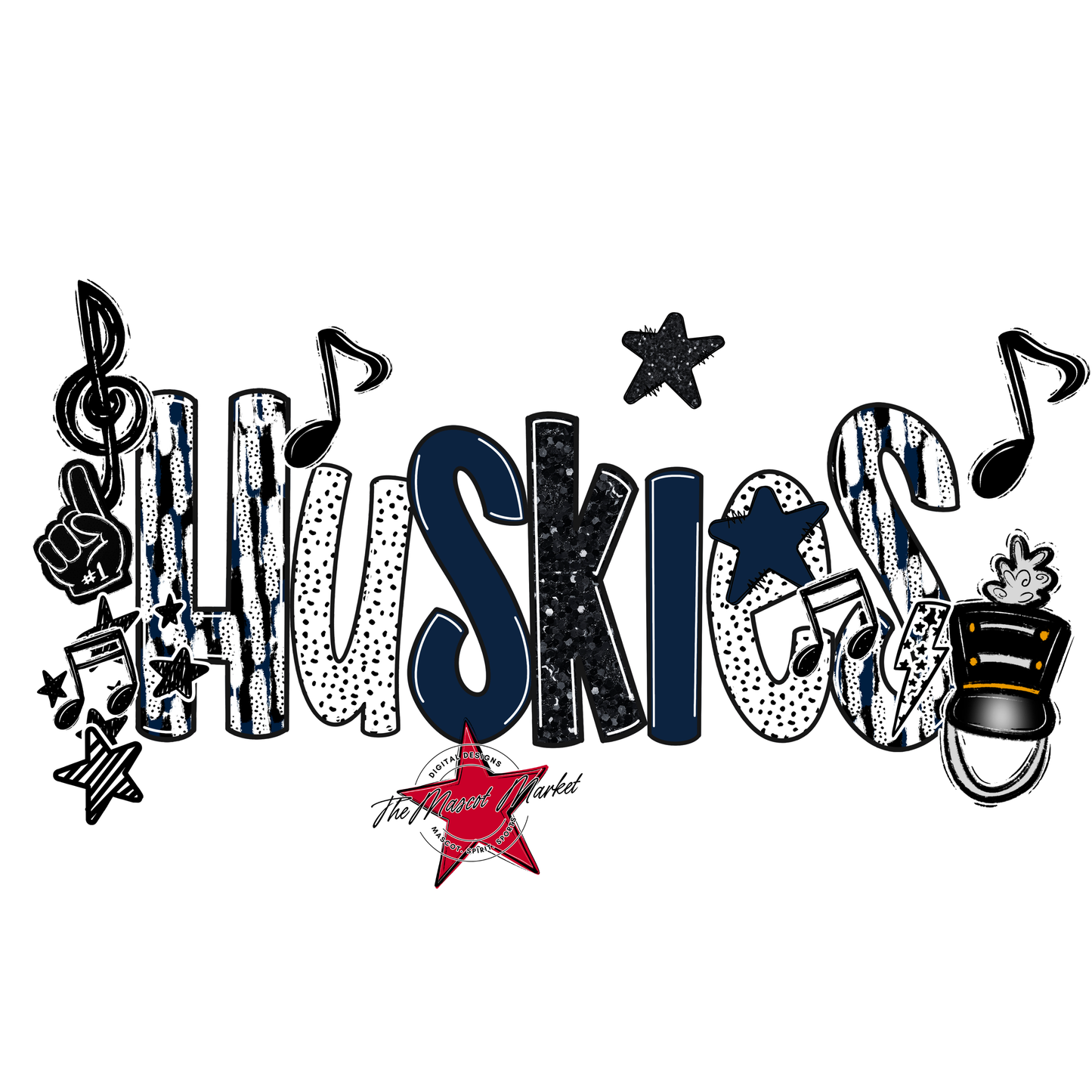 Huskies Band Scrape-Navy
