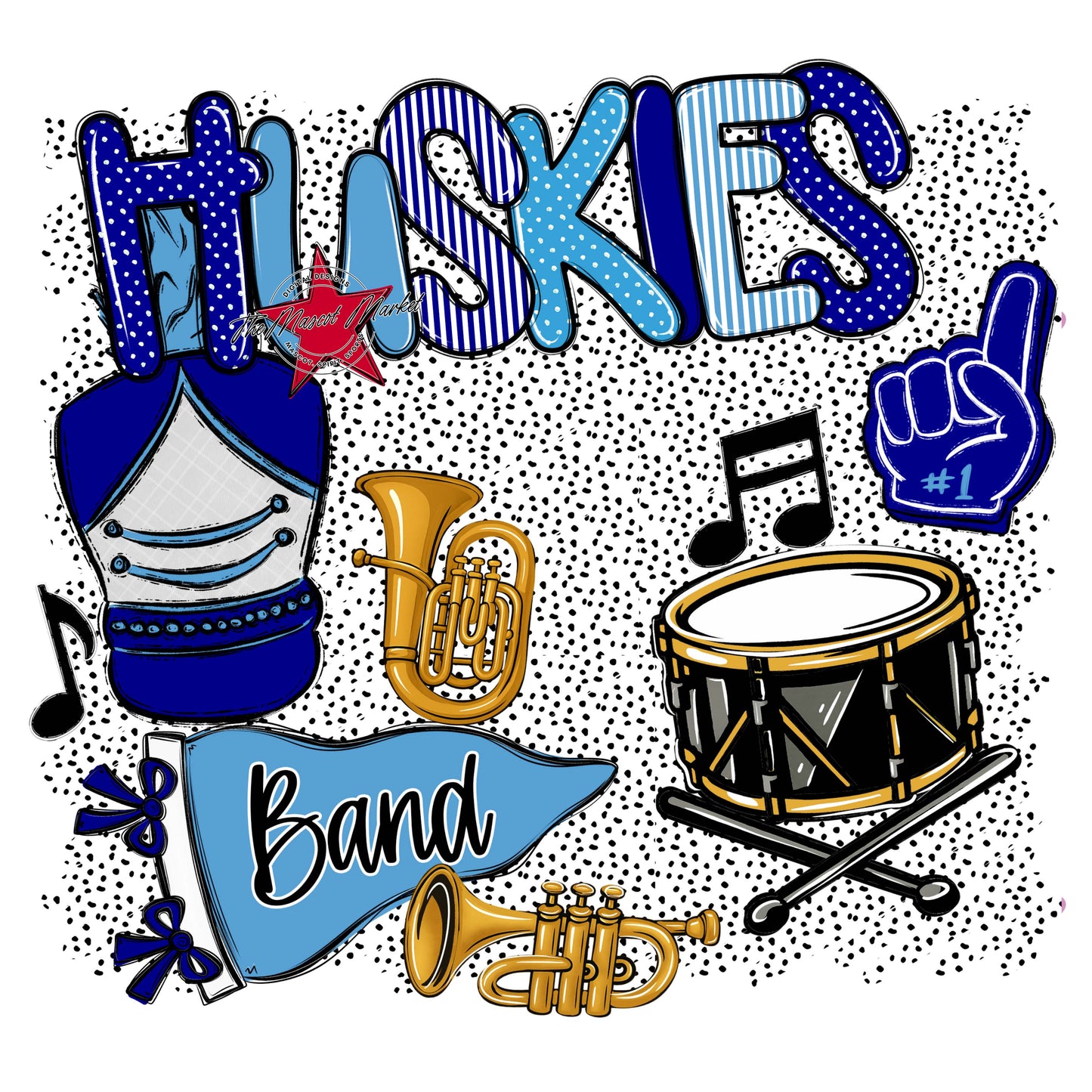 Huskies Band Spirit-Blue & Carolina Blue