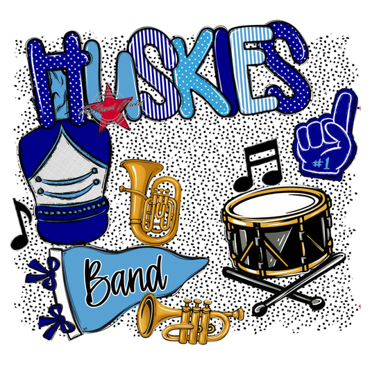 Huskies Band Spirit-Blue & Carolina Blue